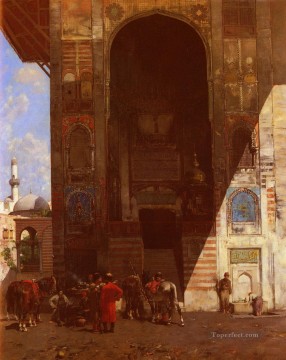 Alberto Pasini Painting - Alto a la mezquita Alberto Pasini